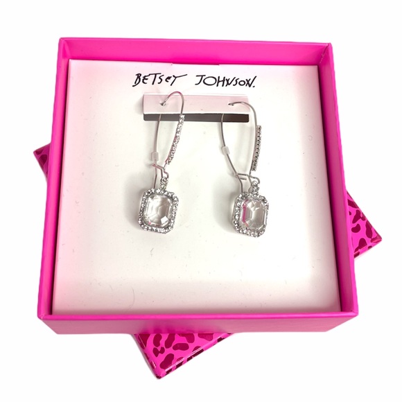 Betsey Johnson Crystal Square Long Drop Earring - Picture 5 of 5